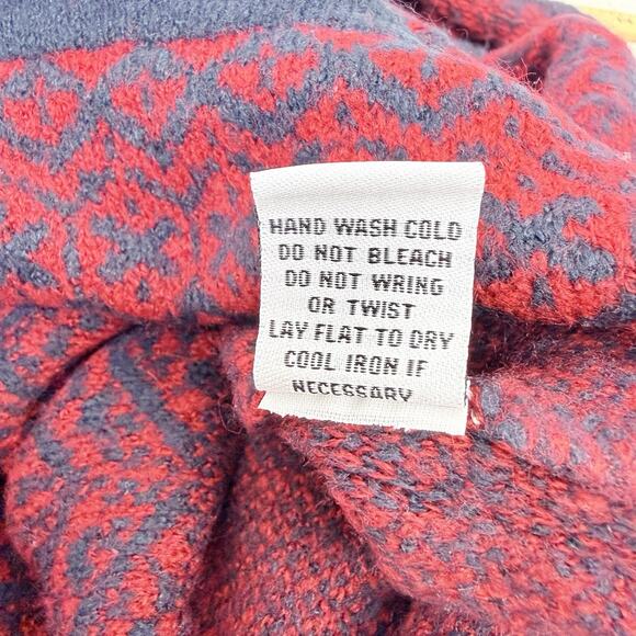 Habitat Mock Neck Sweater Womens Small Red Fair Isle Cozy Knit Pullover Holiday - Picture 10 of 14